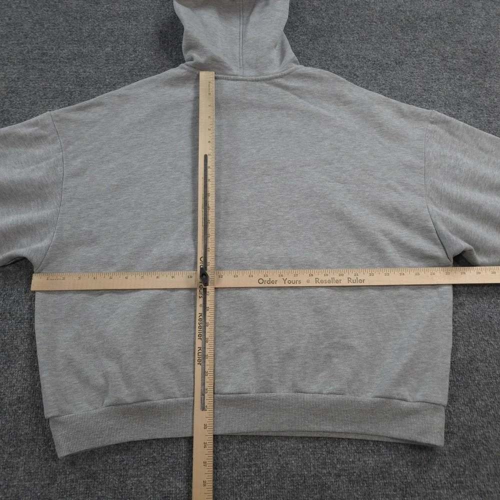 Alo Hoodie Womens XL Gray Accolade Fleece Logo Pullover Kangaroo Pocket Yoga